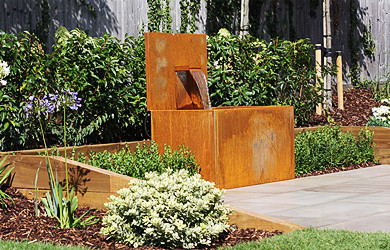 corten steel water feature